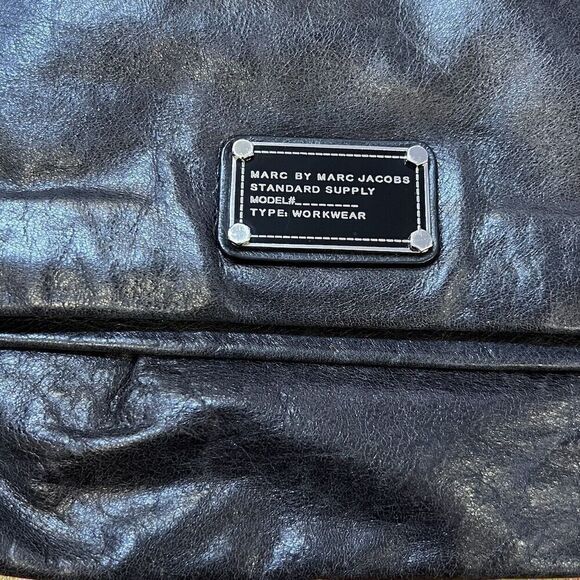 Marc By Marc Jacobs Leather Clutch Fold Over Bag Black Logo Boho - Picture 6 of 10